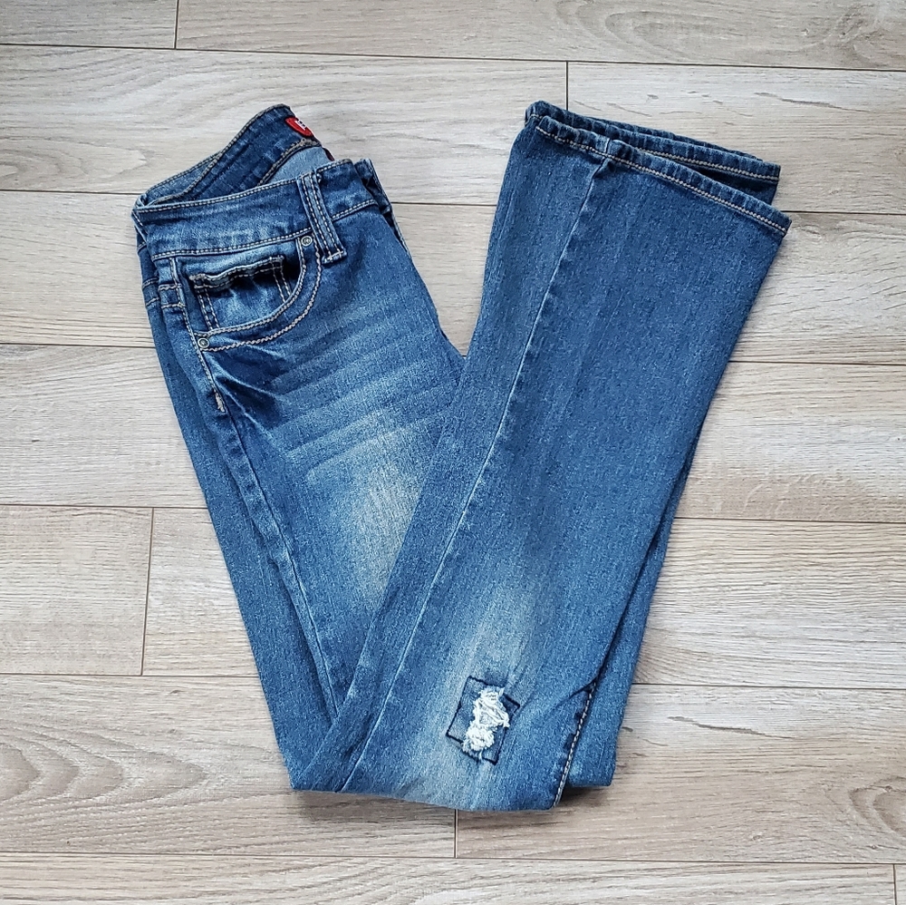 Red Rivet Bootcut Distressed Jeans - Picture 3 of 15